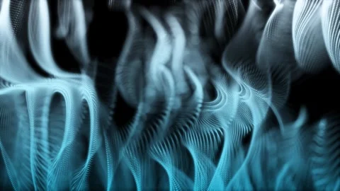 Particles blue white wave. Cyber technology background loop Stock Footage 259851355