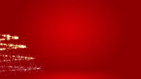 Particles Christmas Tree On Red Background Stock Footage 223724563