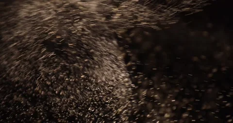 Particles close-up flying in the air over black background. Stock Footage 282619719