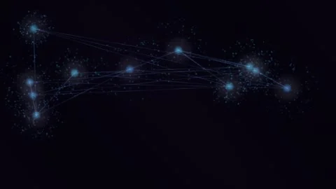 Particles cluster and connect forming a web-like network against a dark Stock Footage 331493939