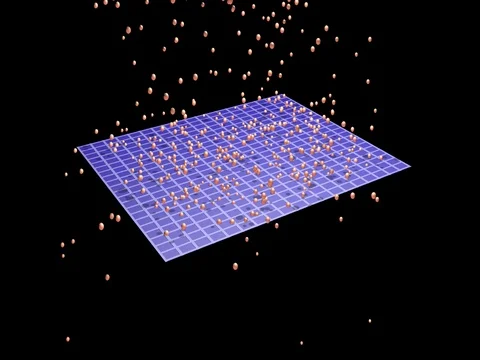 Particles collide and are deflected off object Video stock 72117682