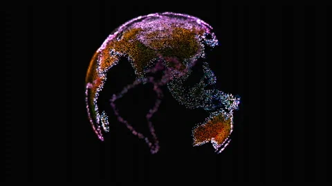 Particles create planet Earth. 3D rendering. Video stock 220494772