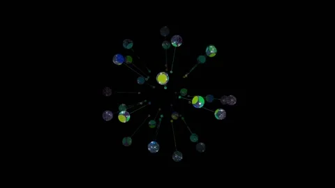 Particles Double Sphere with black background abstract Stock Footage 159712844