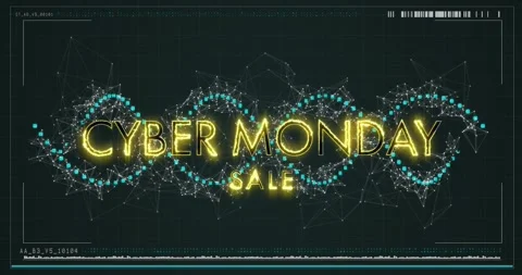 Particles emerging from sides drifting, forming helix, tracing Cyber Monday SALE Video stock 317608174