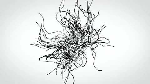 Particles explosion. Exploding particles create ink lines in space. Video stock 169955091