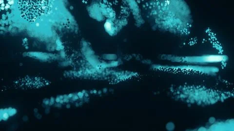 Particles float and move in a blue abstract pattern Stock-Fotos