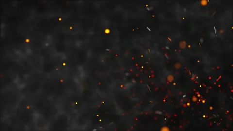 Particles flowing to up. Fire, Wildfire, City destruction, Explosion, Burning Stock Footage 195465712