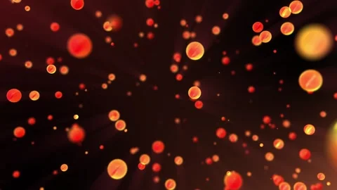Particles fly in slow motion. Abstraction. Orange background. Futuristic vide Stock Footage 255821371