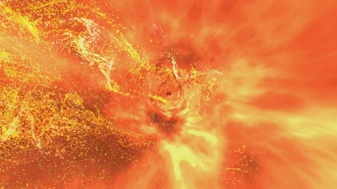 Particles Flying Through Orange Wormhole Loop Black Hole Animation Stock Footage 124769829