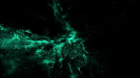 Particles form a gentle flowing wave on a dark background Stock Footage 343906945