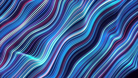 Particles form lines, lines form plane with waves. Abstract waves run along flat Stock Footage 176008260