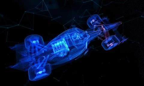 Particles formation Car virtual technology visualization of 3d Stock-Illustration