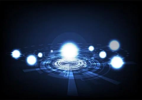 Particles glowing, molecules and astronomy solar system digital technology Stock Illustration