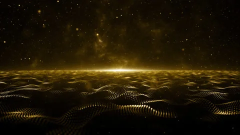 Particles gold event awards trailer titles cinematic concert background loop Video stock 157397146