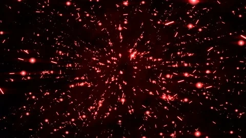 Particles, illuminated red circles, distant stars, space, red lines Stock Footage 153787636