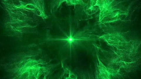 Particles with lensflare abstract background 4k green Stock Footage 200926995