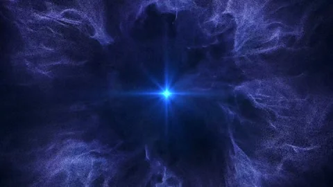 Particles with lensflare abstract background 4k blue Stock Footage 200927023