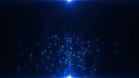 Particles. Lines of particles appear from a strip of light below and fly up Stock Footage 308111137