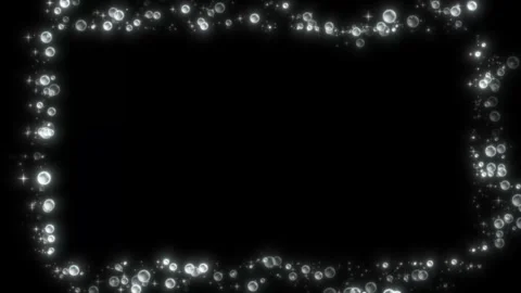 Particles loop rectangle frame bubble animation isolated on black background Stock Footage 344648345