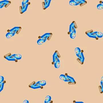 Particles microplastic microscope isometric icon seamless pattern Stock Illustration