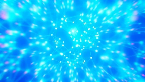 Particles move randomly. Glow of particles. 4K motion graphics. Stock Footage 130028618