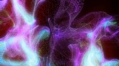 Particles move randomly. Glow of particles. 4K motion graphics. Stock Footage 130028789