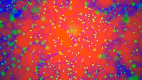Particles move randomly. Glow of particles. 4K motion graphics. Stock Footage 130029015