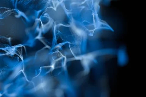 Particles moving on black background, 3d rendering. Stock Illustration