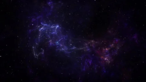 Particles moving with blue light in space Stock Footage 256992738