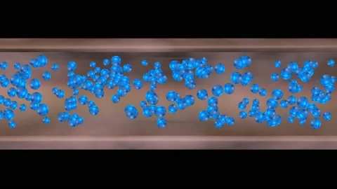 Particles moving through tube . 3d animation render Stock Footage 159391487