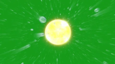 Particles moving towards sun with green screen background Stock Footage 166025382