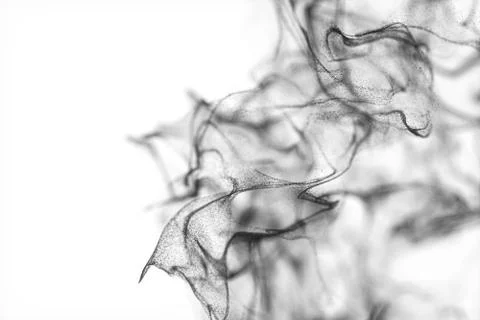 Particles moving on white background, 3d rendering. Stock Illustration