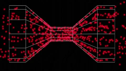 Particles passing through flow wide narrow cylinder.  3d animation Stock Footage 168376243