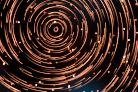 Particles revolves around its center with dark background, 3d rendering. Stock Illustration