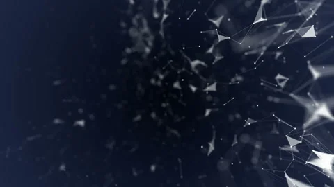Particles on the right side of the screen. Dark blue background. Depth of field Stock Footage 87707563