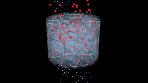 Particles separated and captured in filter. 3d animation. Down flow Stock-Footage 97947262