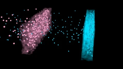 Particles separated and captured in filter. 3d animation. Rotating view Видео 97947520