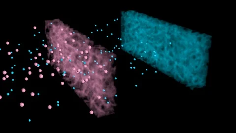 Particles separated and captured in filter. 3d animation. Static view Video stock 97947693