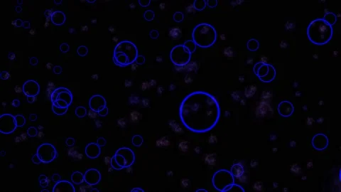 Particles, smooth animation, circles and nebulae, blue, on a black backgroun Stock Footage 153787710