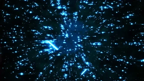 Particles, smooth movement, circles and stripes, blue, on a black background Stock Footage 153787785