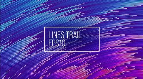 Particles trail concentric motion. Color curve wave flow motion line Stock Illustration