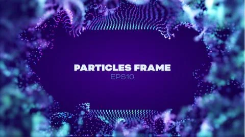 Particles vector frame background. Tehcnology haze pattern. Haze magical fram Stock Illustration