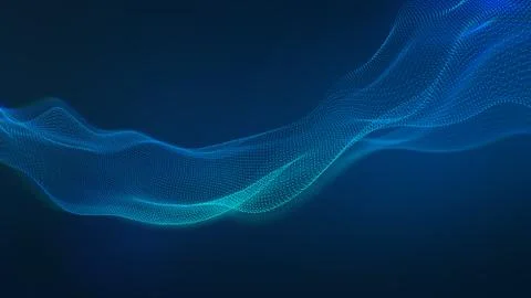 Particles wave background with blue led light. corporate tech concept. Stock Illustration