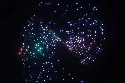 Particles wave technology digital Big data glowing light animation 3D renderi Stock Illustration