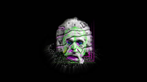 Particolored Albert Einstein facial animation 3D effect Vj Loop 스톡 동영상 103356685