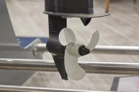 Particular of an outboard engine propeller Stock Photos