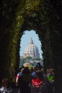 A particular view of the dome of St. Peter . At Piazza Cavalieri di Malta the Stock Photos