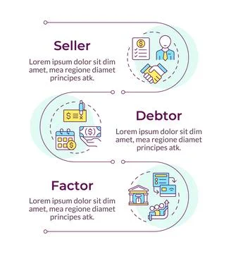 Parties in factoring process infographic vertical sequence Stock Illustration