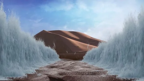 Parting the Desert Sea 4K Loop Stock Footage 340240747