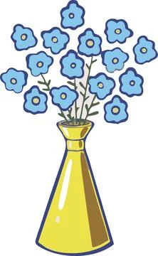 Parting icon, vase of flowers. Vector. Stock Illustration